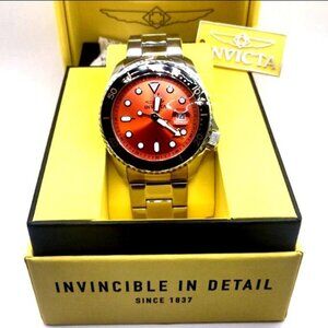 Invicta Pro Diver St SWISS Stainless Quartz 46Mm Orange Dial Date Men's Watch